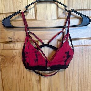 RVCA Red and Black Tie-Dye Bralette